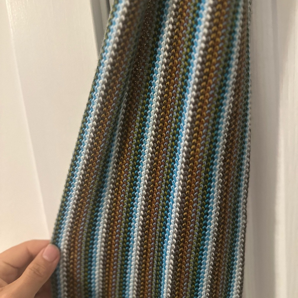 Barneys New York, Brown, Blue and Cream Striped Men's Scarf